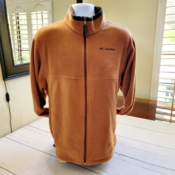 Columbia Men's Full Zip Up Technical Fleece Sweater Jacket in Brown Size Large - Picture 2 of 6
